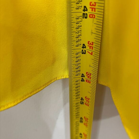 Nine West Yellow Halter Dress Size 8 Brocade Ruffles Flowy Swing Mod Retro - Picture 6 of 12